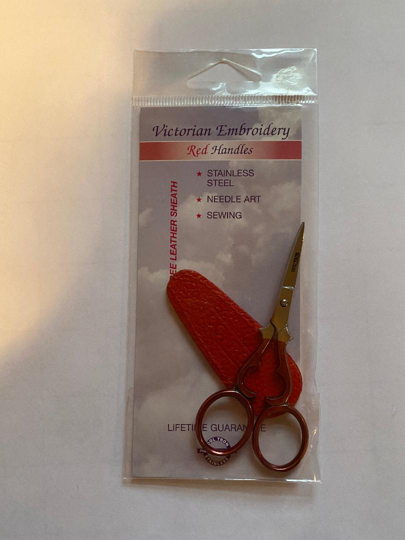 Victorian - 3 1/2" Embroidery Scissors - Red